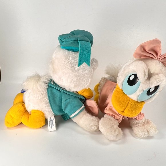 Vintage Disney Baby Donald Daisy Duck Plush Stuffed Crawling Disneyland Lot of 2 - Picture 3 of 16